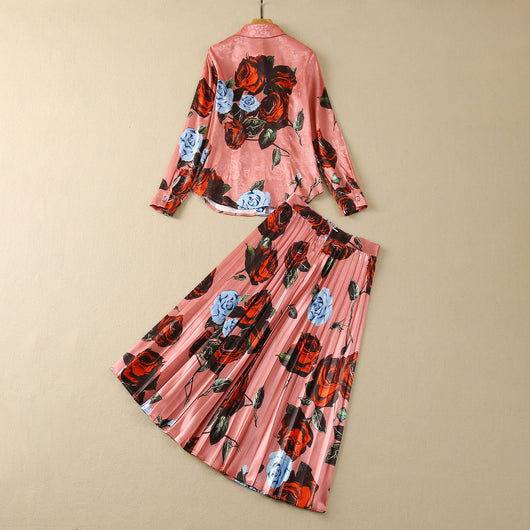 Conjunto Elegante: Blusa Manga Larga con Falda Plisada de Borde Amplio - Image 22