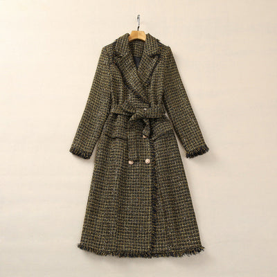 Abrigo Tweed con Cabeza de Tigre y Borlas - Cuello Elegante Manga Larga - Image 9