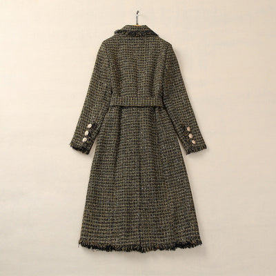Abrigo Tweed con Cabeza de Tigre y Borlas - Cuello Elegante Manga Larga - Image 10