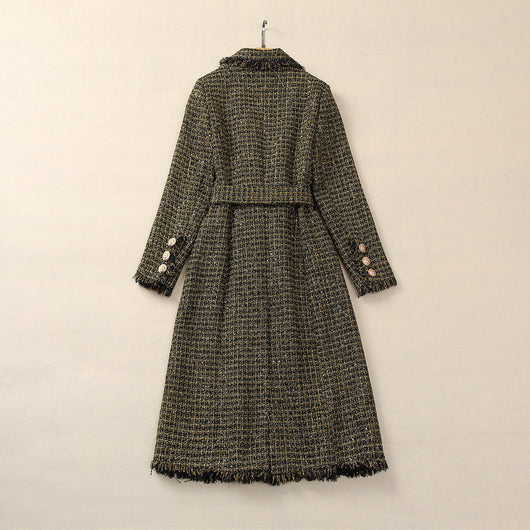 Abrigo Tweed con Cabeza de Tigre y Borlas - Cuello Elegante Manga Larga - Image 10