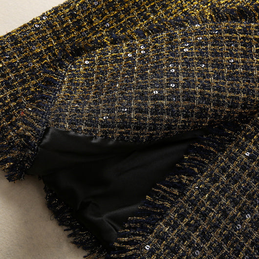 Abrigo Tweed con Cabeza de Tigre y Borlas - Cuello Elegante Manga Larga - Image 14