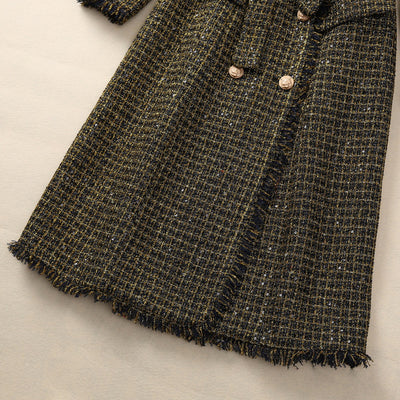 Abrigo Tweed con Cabeza de Tigre y Borlas - Cuello Elegante Manga Larga - Image 15