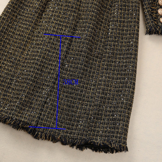 Abrigo Tweed con Cabeza de Tigre y Borlas - Cuello Elegante Manga Larga - Image 19