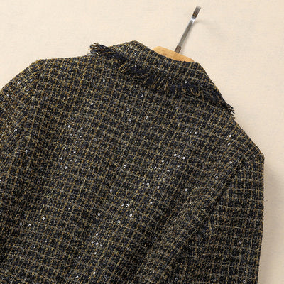 Abrigo Tweed con Cabeza de Tigre y Borlas - Cuello Elegante Manga Larga - Image 21
