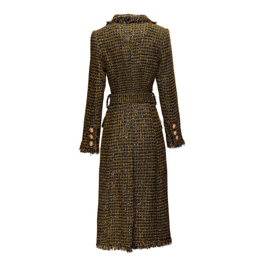 Abrigo Tweed con Cabeza de Tigre y Borlas - Cuello Elegante Manga Larga - Image 23