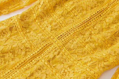 Vestido Largo de Manga Larga con Encaje y Pespuntes - Image 11