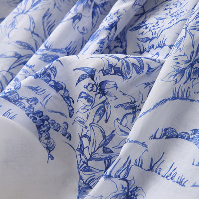 Falda Plisada Floral Azul en Algodón Ligero con Pájaros - Image 19