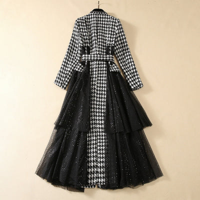 Abrigo Elegante con Pespuntes Pata de Gallo y Lentejuelas en Tul - Image 13