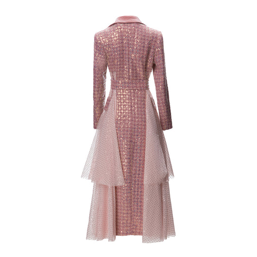 Abrigo Elegante con Pespuntes Pata de Gallo y Lentejuelas en Tul - Image 18