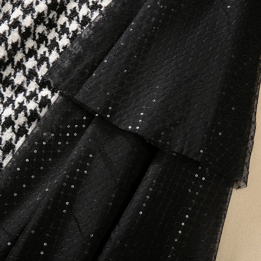 Abrigo Elegante con Pespuntes Pata de Gallo y Lentejuelas en Tul - Image 23