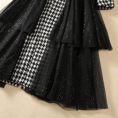 Abrigo Elegante con Pespuntes Pata de Gallo y Lentejuelas en Tul - Image 25