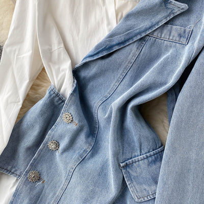 Vestido Camisero Denim con Costuras Irregulares - Image 16