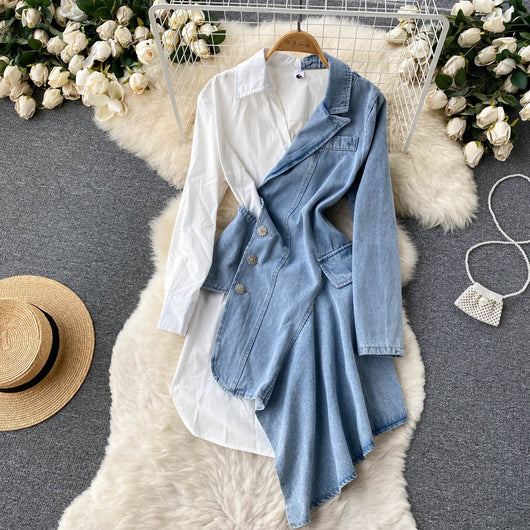 Vestido Camisero Denim con Costuras Irregulares - Image 18