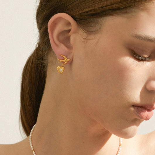 Aretes de Plata S925 Chapada Amor y Paz con Pájaros - Image 11