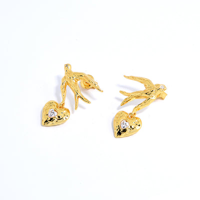 Aretes de Plata S925 Chapada Amor y Paz con Pájaros - Image 15