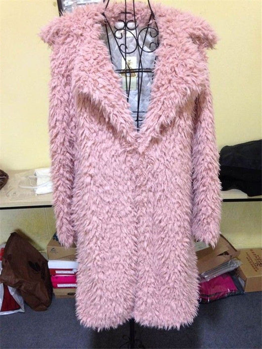 Abrigo Largo de Lana de Cordero para Mujer Otoño Invierno con Detalles de Piel Sintética - Image 10