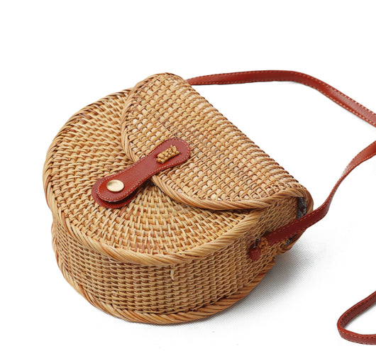 Bolsa Tejida de Ratán Semicircular - Bolso Bandolera Artesanal - Image 7
