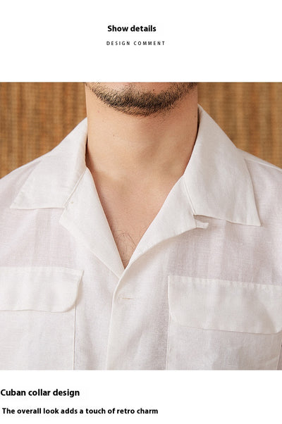 Camisa Cubana de Lino y Algodón para Hombre - Manga Corta Verano - Image 22