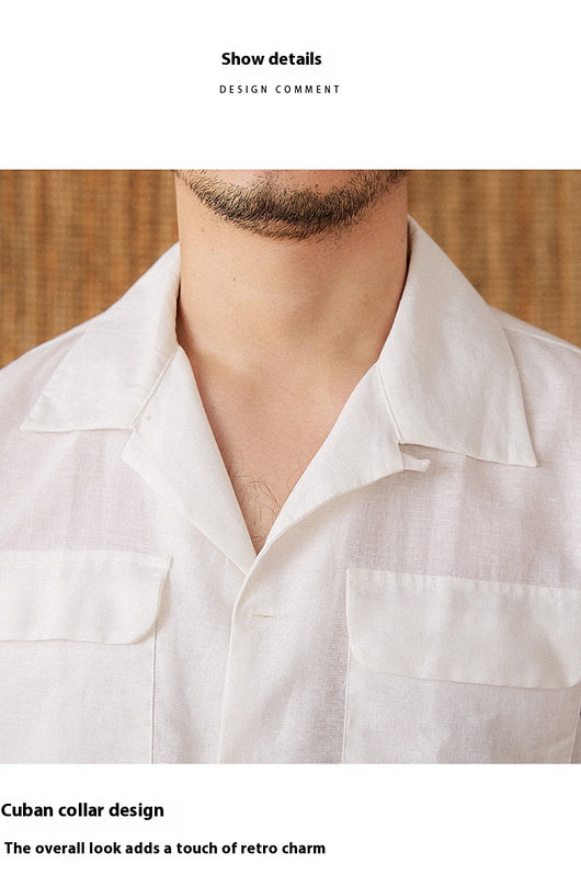 Camisa Cubana de Lino y Algodón para Hombre - Manga Corta Verano - Image 22