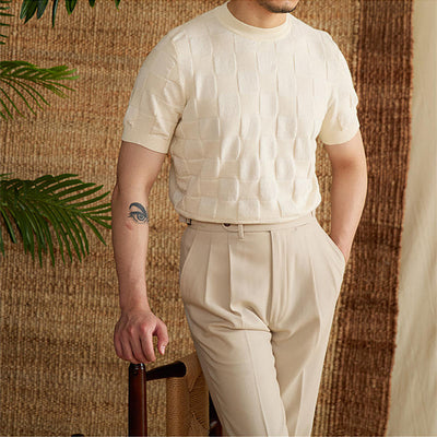 Camiseta Hombre Verano Algodón Ramio Cuello Redondo Estampado Cuadros - Image 19