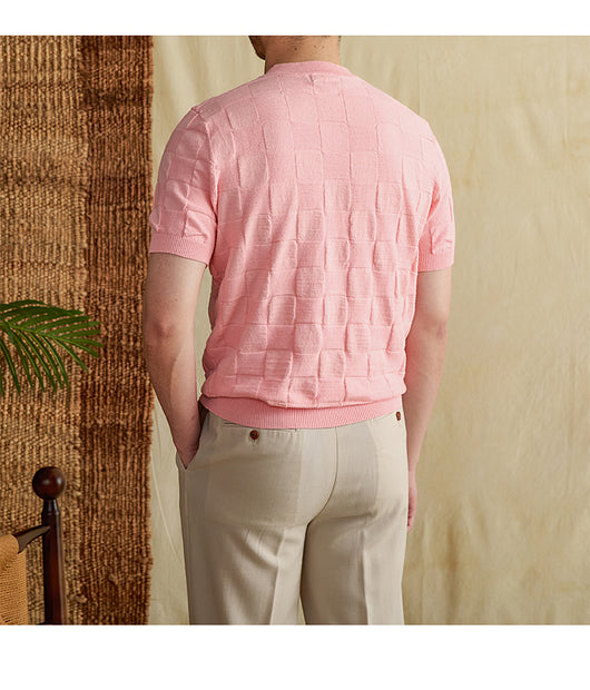 Camiseta Hombre Verano Algodón Ramio Cuello Redondo Estampado Cuadros - Image 20