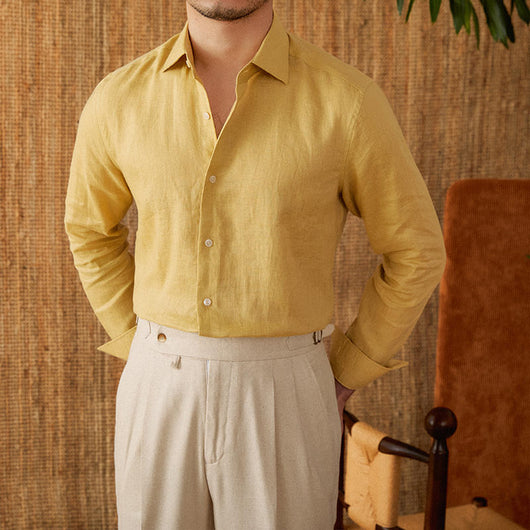Camisa de Lino Italiana Blanca de Manga Larga para Hombre - Image 11