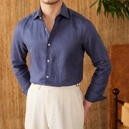 Camisa de Lino Italiana Blanca de Manga Larga para Hombre - Image 12