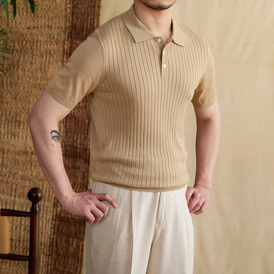 Polo Slim Fit con Rayas Hundidas en Tencel Algodón - Camiseta Transpirable - Image 21