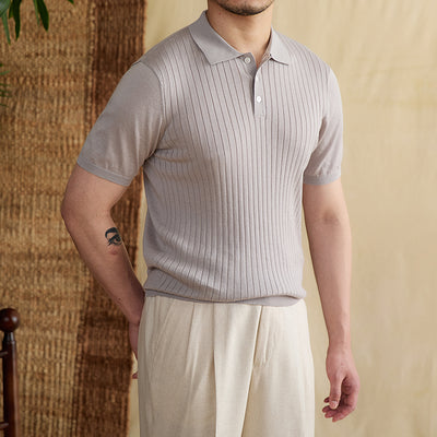 Polo Slim Fit con Rayas Hundidas en Tencel Algodón - Camiseta Transpirable - Image 27
