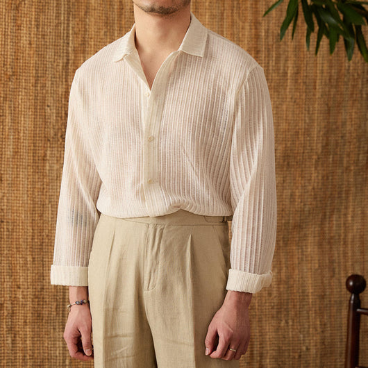 Camisa Casual de Algodón Puro para Vacaciones - Manga Larga Verano - Image 19