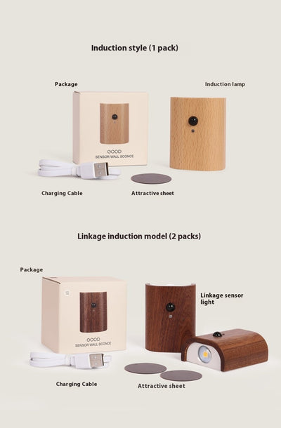 Lámpara LED con Sensor de Movimiento y Diseño de Madera Maciza - Image 27