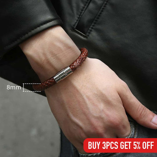 Pulsera de Cuero Trenzada Unisex - Marrón y Negro - Image 11