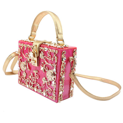 Bolso Cuadrado Portátil con Diamantes Incrustados - Image 9