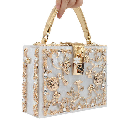 Bolso Cuadrado Portátil con Diamantes Incrustados - Image 10