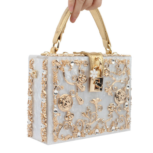 Bolso Cuadrado Portátil con Diamantes Incrustados - Image 10