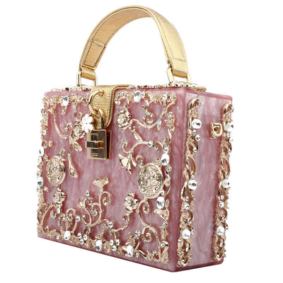 Bolso Cuadrado Portátil con Diamantes Incrustados - Image 12