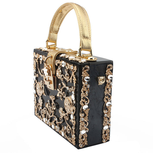 Bolso Cuadrado Portátil con Diamantes Incrustados - Image 13