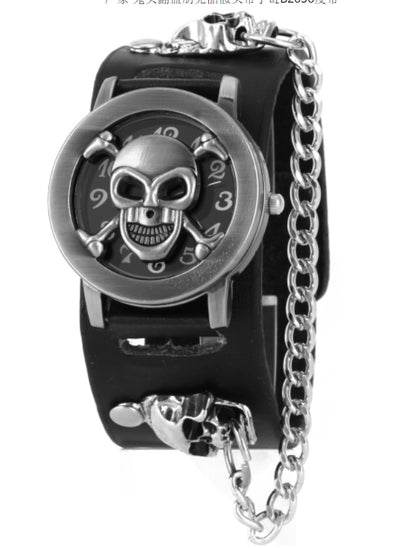 Reloj Calavera con Cadena - Diseño Marrón Clásico - Image 4