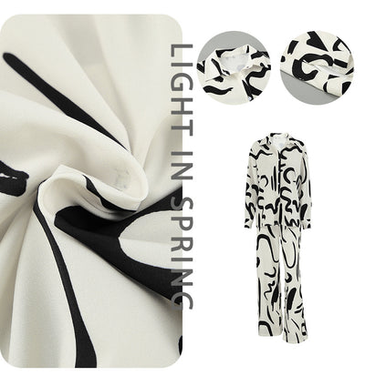 Conjunto Elegante de Blusa Estampada y Pantalón Palazzo de Cintura Alta - Image 17
