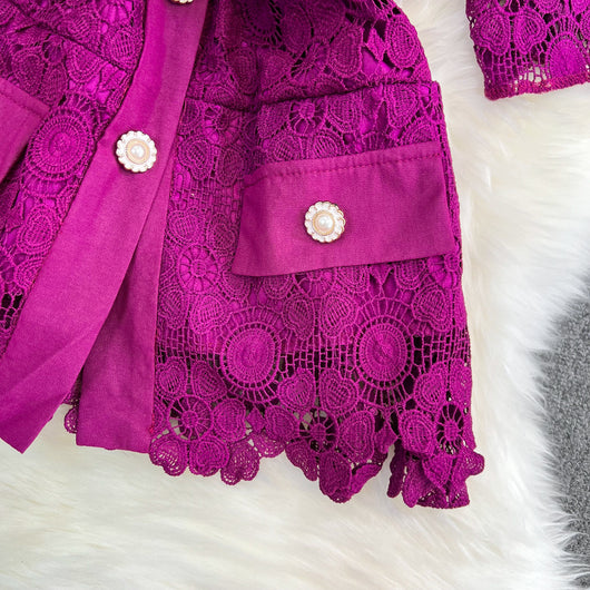 Conjunto Elegante: Blusa Suelta con Encaje y Falda Plisada de Cintura Alta - Image 16
