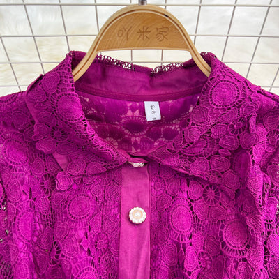 Conjunto Elegante: Blusa Suelta con Encaje y Falda Plisada de Cintura Alta - Image 19