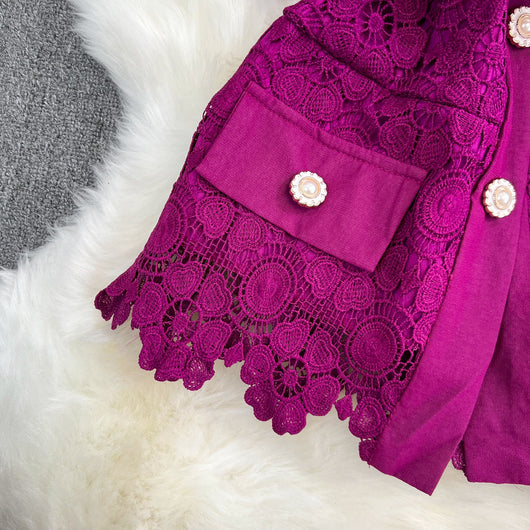 Conjunto Elegante: Blusa Suelta con Encaje y Falda Plisada de Cintura Alta - Image 20