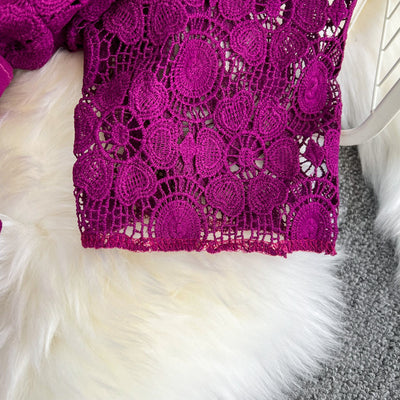 Conjunto Elegante: Blusa Suelta con Encaje y Falda Plisada de Cintura Alta - Image 22