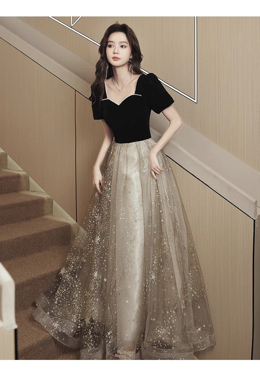 Vestido de Noche Negro Elegante de Lujo Francés para Mujer - Image 13