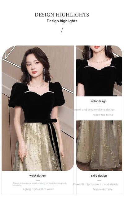 Vestido de Noche Negro Elegante de Lujo Francés para Mujer - Image 16