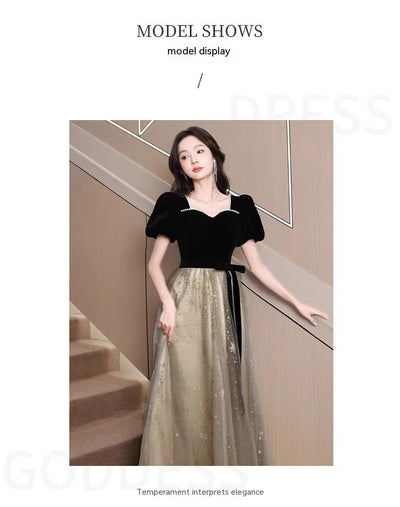 Vestido de Noche Negro Elegante de Lujo Francés para Mujer - Image 18