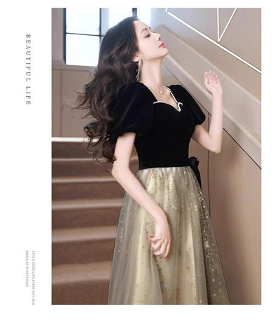 Vestido de Noche Negro Elegante de Lujo Francés para Mujer - Image 24