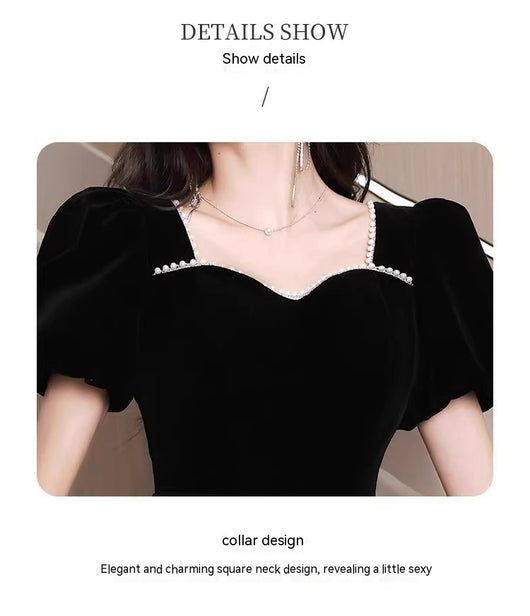 Vestido de Noche Negro Elegante de Lujo Francés para Mujer - Image 26