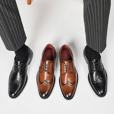 Zapatos de Cuero Tallado con Cordones y Suela Ancha Estilo Británico - Image 16
