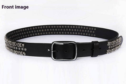 Cinturón de Cuero Genuino para Hombre Estilo Punk con Remaches y Calavera - Image 24